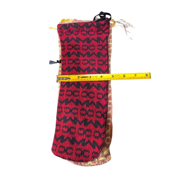 Hand-Knitted Woolen Dust Bags Geometric Patterns - Set Of 5 Lot Sweater Wine - Picture 5 of 6